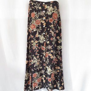 Vintage Hype Floral Rayon Black Lightweight Skirt